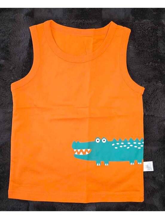Other - Orange Kids Cotton Tank Top Crocodile Graphic Size 3t